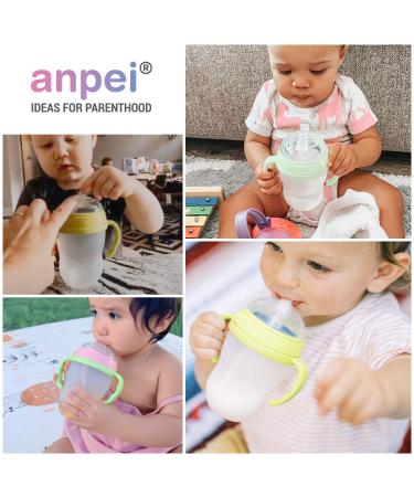 Anpei Straw Sippy Cup Nipple Kit Bundle for Comotomo Baby Bottles | 6 Piece Set with Brushes - Pink - Buy Online on GoSupps.com