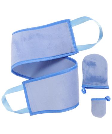 Applicateur Autobronzant Dos et Doigts en Microfibre Bleu Poign es Kit 3 Pi ces pour Application Uniforme de Lotion et Mousse Bronzante Soin Peau Corps et Visage