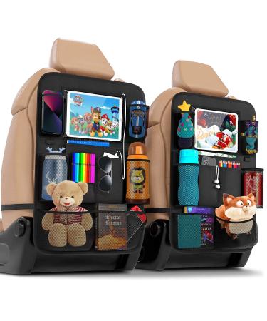 ACELIFE Car Organiser Car Seat Organiser for Kids 2pcs BackSeat Protector with 10" iPad Tablet Holder Car Tidy Organiser With Kick Mat & 9 Pockets for bottles toys books Car Accessories for Toddlers Black B - Buy Online on GoSupps.com