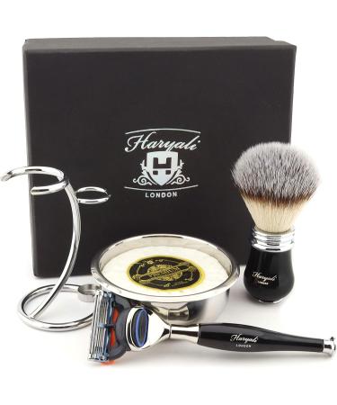 Haryali London Men's 5 Edge Shaving Set - Synthetic Badger Hair Brush Stand Soap & Bowl | Premium International Shipping - Buy Online on GoSupps.com