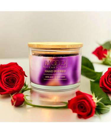 Soy Wax Candle 3-Wick 16 oz Long Burn Time Rose Patchouli & Amber Scent - Mood Candle