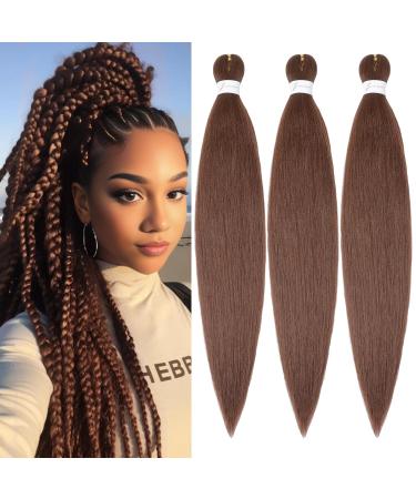 YDDM PRE Stretched Braiding Hair Extensions 26 inch 3packs Extensions Kunsthaar Braids Brown Hair Extension Art hair For braid extension for Braids Jumbo Braids Hair (26#) 66cm-26 inches (3 SPALL) 30#