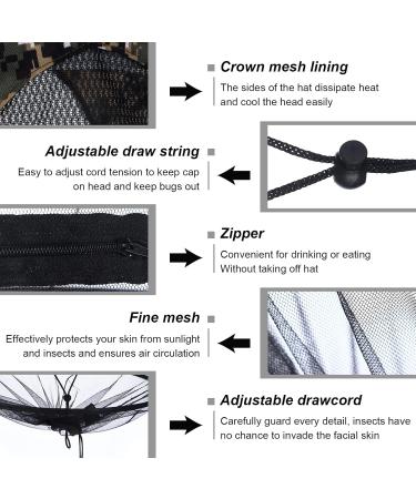 PINKXHY 4 Pieces Mosquito Head Mesh Mosquito Cap Net Hat Face Cover with Zipper Foldable Fly Protection Netting Hat for Fishing Hiking Gardening Green - Buy Online on GoSupps.com