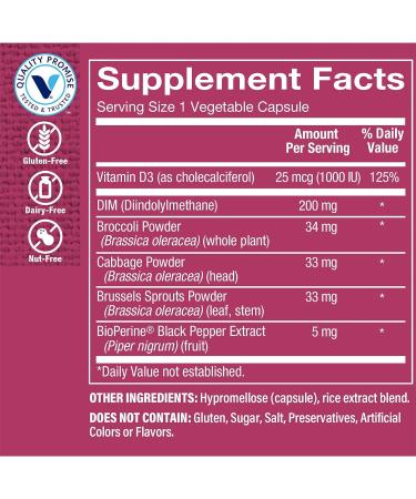 Vitamin Shoppe DIM with BioPerine - Hormone Balance & Estrogen Metabolism - 200mg (60 Vegan Capsules) - Buy Online on GoSupps.com