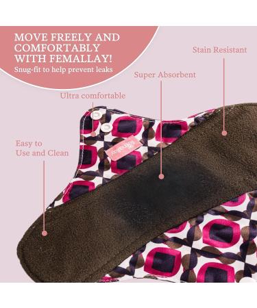 Reusable Cloth Menstrual Pad with Charcoal Bamboo Layer - Soft & Absorbent Washable Feminine Hygiene Product - Pink Floral Design - Medium Size - Buy Online on GoSupps.com