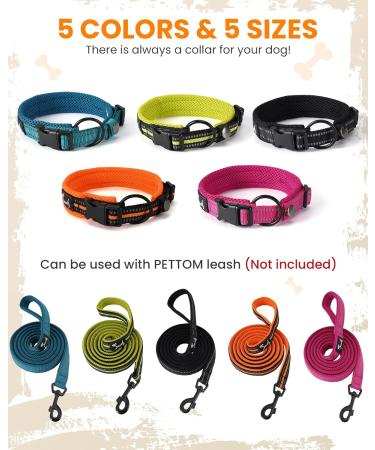 PETTOM Adjustable Nylon Dog Collar Breathable Reflective Design for Comfort & Safety | Size M (Orange) - Ideal for International Shipping - Buy Online on GoSupps.com