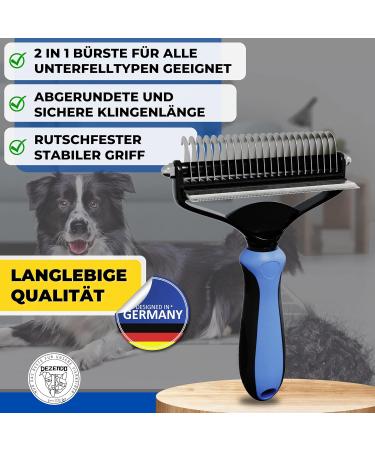 Decendo Subfell Brush for Dogs & Cats | 2-in-1 Fur Care Brush for Medium to Long Hair | Easy Grooming Against Knotting | XL Subkinet Brush in Blue - Buy Online on GoSupps.com