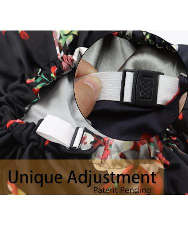 SAYMRE Long Satin Bonnet | Silky Adjustable Sleep Cap for Braids | Black Floral & Pink S/XXL - Buy Online on GoSupps.com