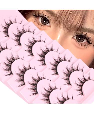 Manga Lashes Natural Look False Eyelashes Anime Lashes Mink Wispy Fluffy Spiky 3D Volume Eyelashes Pack Korean Japanese Asian Cosplay Fake Eyelashes Look Like Individual Cluster 7 Pairs by EYDEVRO 09C