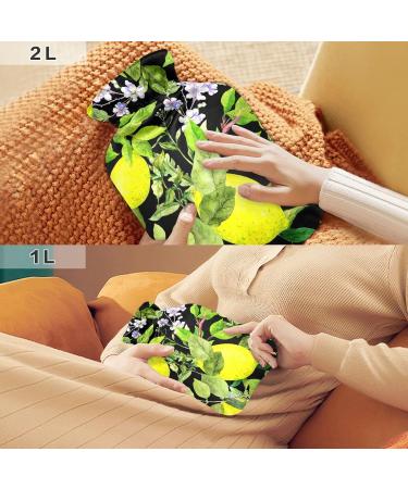 Hot Water Bottles with Lemon Fruits Cover - 2L Pain Relief Bag for Warming Hands & Comfort - Buy Online on GoSupps.com