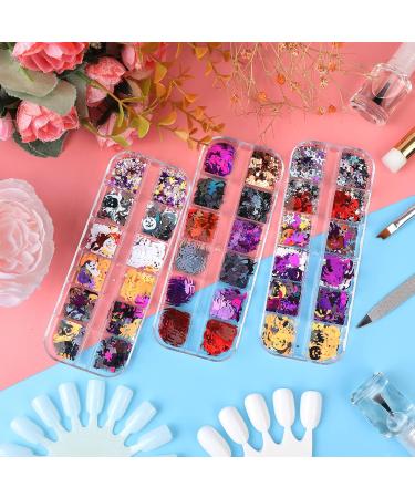 MWOOT Halloween Nail Glitter Sequins - 3D Holographic Confetti with Ghost & Skull Designs for DIY Craft & Party Decor - Buy Online on GoSupps.com