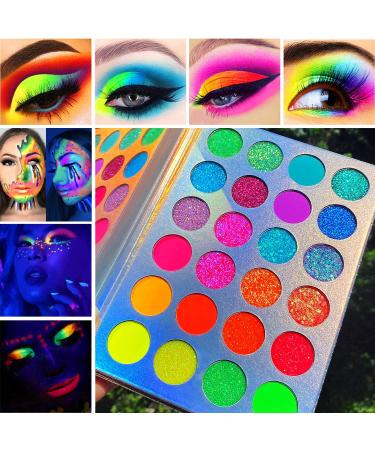 Afflano Neon Glitter Eyeshadow Palette - UV Glow, Highly Pigmented, Matte & Glitter Shades - Buy Online on GoSupps.com