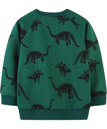 Dinosaur Sweatshirt for Boys | Kids Long Sleeve Cotton Jumper | Toddler Girls Pullover | Baby Clothes 1-8 Years | Green | Size 6-7 - Buy Online on GoSupps.com