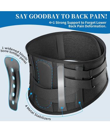 Adjustable Lumbar Support Brace for Lower Back Pain Relief - XXL Black | 3 Replacement Pads for Herniated Disc, Sciatica, Scoliosis - Lower Waist Support Belt - Buy Online on GoSupps.com