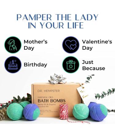 Organic Hemp Bath Bomb Gift Set with Coconut Oil and Shea Butter - Eucalyptus & Lavender Scented for Men and Women - Handmade in USA - 6 Pack - Buy Online on GoSupps.com