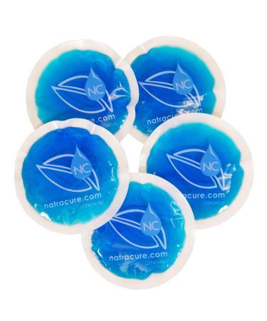 NatraCure 4 Circle Gel Ice Packs - 5 Pack Blue (Small Reusable Round Gel Cold Packs for kids injuries breastfeeding wisdom teeth first aid headaches sinus and pain relief tired eyes arthritis)