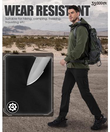 Men's Weatherproof 33 000ft Hiking Pants - Breathable Cargo & Trekking Trousers with 6 Pockets | Windproof Outdoor Work Pants for Travel & Camping - 38W/30L Black - Buy Online on GoSupps.com