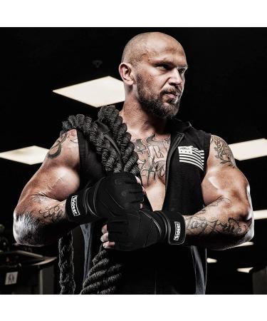 Trideer Padded Workout Gloves for Men - Wrist Support, Full Palm Protection, Extra Grip - Black L (7.9-8.6 in) - Buy Online on GoSupps.com