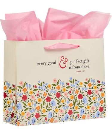 Christian Art Gifts Three Piece Landscape Gift Bag w/Card & Tissue Paper Set for Women: Every Good Gift - James 1:17 Inspirational Bible Verse  Creamy Beige Multicolored Flower Garden  Large Good Gift/Multi Large Landscape - Buy Online on GoSupps.com