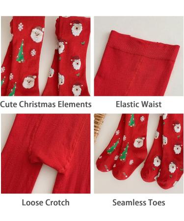 Silkglory Christmas Baby Girl Tights - 2PCS Christmas Element Print Leggings for Girls 7-9 Years - Buy Online on GoSupps.com