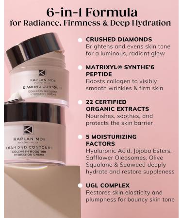 KAPLAN MD Diamond Contour Collagen Boosting Hydration Creme 6 in 1 Anti-Aging Moisturizer with Peptides Hyaluronic Acid & Crushed Diamonds Face Treatment Cream for Women 1.7 oz 1.7 Ounce (Pack of 1) - Buy Online on GoSupps.com