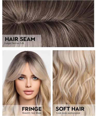 Wokestar Long Platinum Honey Blonde Synthetic Hair Wig with Curtain Fringe for Women - Buy Online on GoSupps.com