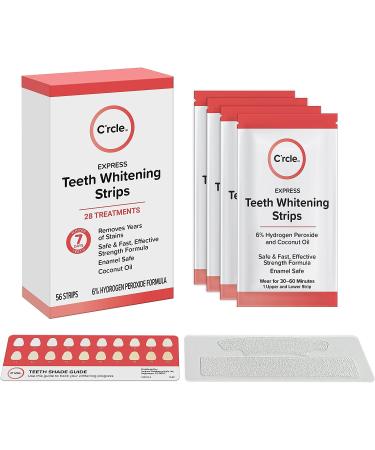 Circle Express Teeth Whitening Strips - Enamel-Safe Formula | 6% Hydrogen Peroxide with Coconut Oil | 28 Count for Sensitive Teeth | Whiter Teeth in 7 Days - Buy Online on GoSupps.com