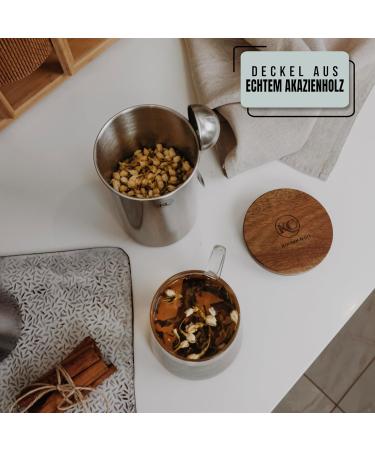 KC Kitchen & Co. Coffee Jar with Spoon for 250 g Coffee Beans (Silver) - Buy Online on GoSupps.com