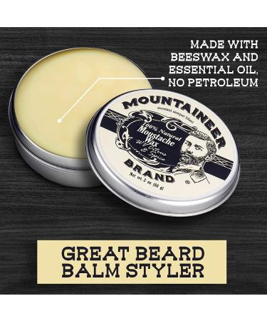 Mountaineer Brand Mustache Wax 2oz - 100% Natural Beeswax & Plant Based Oils for Long-Lasting Extra Firm Hold | Grooming Beard and Moustache | Smooth Conditioning Balm with Citrus & Spice Scent - Buy Online on GoSupps.com