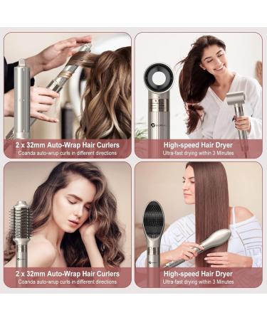 Buy Slopehill Airstyler 5 in 1 - 110 000 RPM High-Speed Ionic Hair Dryer & Multi-Hairstyler | Quick Drying Air-Curling Rod Straightener & Volume Brush (Champagne Gold) - International Shipping Available - Buy Online on GoSupps.com