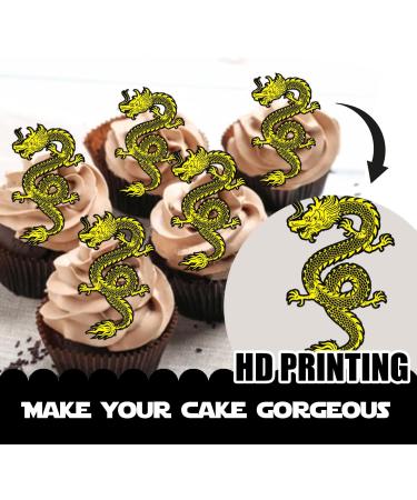 18pcs Gold Glitter Cupcake Topper Dragon Theme Decorations Welcome 2024 Chinese New Year Party Decor Supplies - Buy Online on GoSupps.com