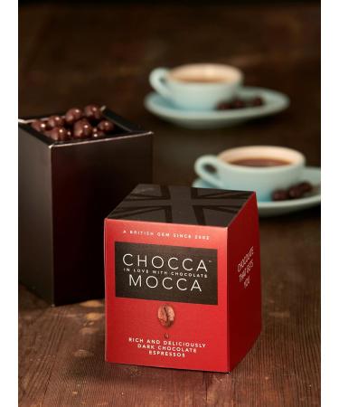 Chocca Mocca- Dark Chocolate Espressos Chocolate Box Cube 110g Aromatic Coffee Beans Smothered in Dark Chocolate Deliciously indulgent Treat Great Gift Luxurious Quality Made in Great Britain Coffee Beans in Dark Chocolate - Buy Online on GoSupps.com