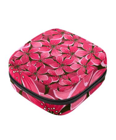 Menstrual Bag with Zipper Ladies Napkin Pouch Tampons Collection Bag for Women and Girls (Cherry Blossom)