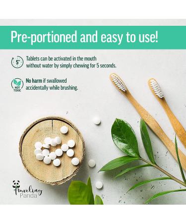 Traveling Panda Charcoal Whitening Toothpaste Tablets - Vegan, Sugar-Free, Mint Flavor | 60 Count Pack, No Water Needed for On-the-Go Brushing - Buy Online on GoSupps.com