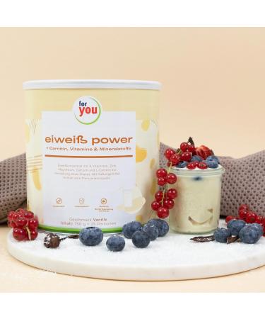 Doppelpack Power Protein Powder Vanilla | 2x750g | Multi-Component Protein Blend | Whey Soy Milk Chicken | L-Carnitine | Dr. Strunz Approved - Buy Online on GoSupps.com