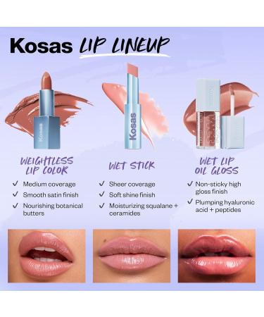 Kosas Weightless Lip Color - Nourishing Satin Lipstick with Clean Formula | High Impact & Comfy Feel - Beach House - Buy Online on GoSupps.com