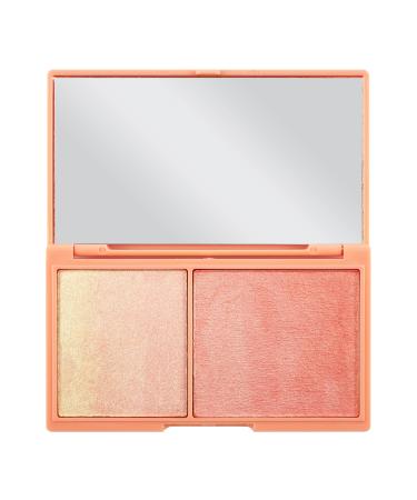 I Heart Revolution Peach and Glow Highlighter Duo  Peach & Chocolate Duo Shimmer  Highlighter & Blush  Mini Compact Palette  Vegan & Cruelty-Free  0.38 Oz