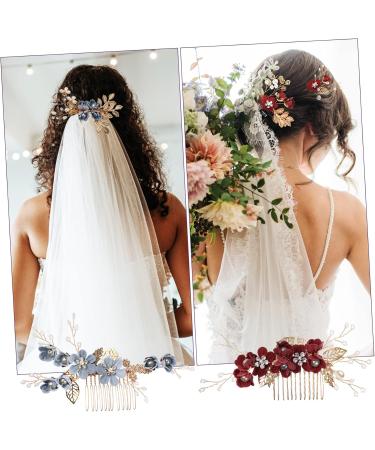 minkissy 4 Sets Bridal Headwear Blue Flower Hair Clip Blue Hair Accessories Bride Headpiece Bridal Tiaras Pearls Hair Clips Rhinestone Bobby Pins Bridal Hair Clips Bridesmaid Comb Wedding - Buy Online on GoSupps.com