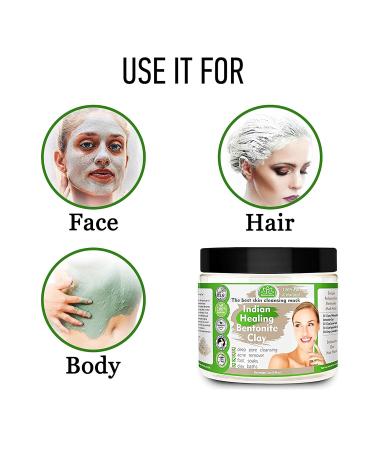 Indian Healing Clay - Natural Bentonite Detox Mask for Deep Pore Cleansing & Acne Removal | Includes Bowl & Spatula | International Shipping Available - Buy Online on GoSupps.com