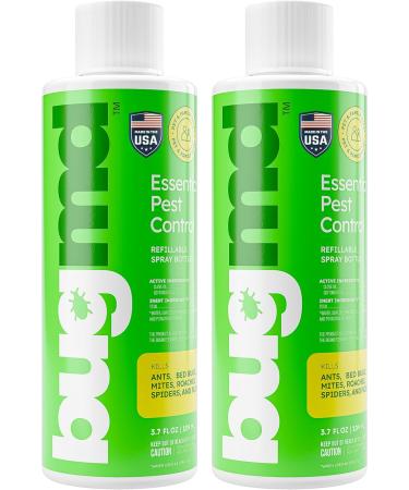 BugMD Pest Control Essential Oil Concentrate 3.7 oz (2-Pack), Plant-Powered Bug Spray Quick Kills Flies, Ants, Fleas, Ticks, Roaches, Mosquitoes 2 Concentrates