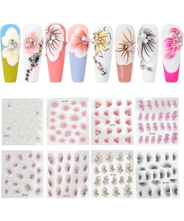 5D Nail Art Stickers Self Adhesive Nail Stickers Nail Decoration Fashion Accessories Embossed Flowers Self Adhesive Nail Decoration for Manicure Nail Art Supplies - Buy Online on GoSupps.com
