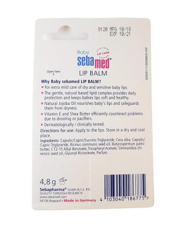 Sebamed Baby Lip Balm - Repair Chapstick for Sensitive Toddler Lips with Shea Butter and Jojoba Oil - Buy Online on GoSupps.com