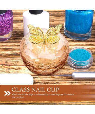 Baluue Dappen Dish Golden Apple Shaped Glass Crystal Dappen Dish Cup Nail Art Liquid Powder Nail Crystal Bowl with Butterfly Top Lid for Nail Art Manicure - Buy Online on GoSupps.com