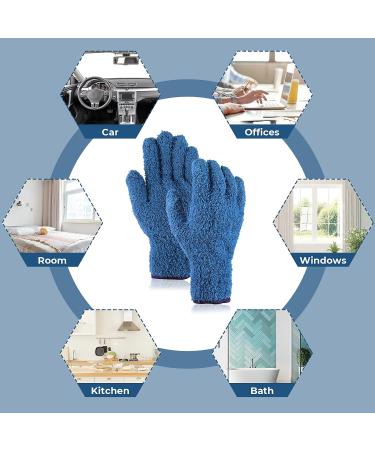 Molain Microfiber Dusting Gloves - Reusable & Washable Mittens for Plants, House Cleaning, Car, Blinds & Lamps - Blue (1 Pair) - Buy Online on GoSupps.com