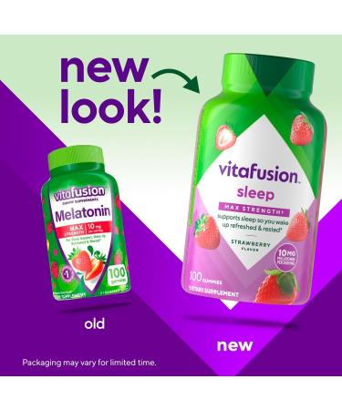â€œVitaFusion Max Strength Melatonin Gummies - 10mg Natural Strawberry - 100 Countâ€‌ - Buy Online on GoSupps.com