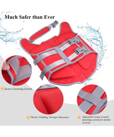 Vivaglory Dog Lifeguard Vest - Skin-Friendly Neoprene for Large Dogs | Quick Lock & D-Ring | Red L (64-71cm Chest) - Buy Online on GoSupps.com