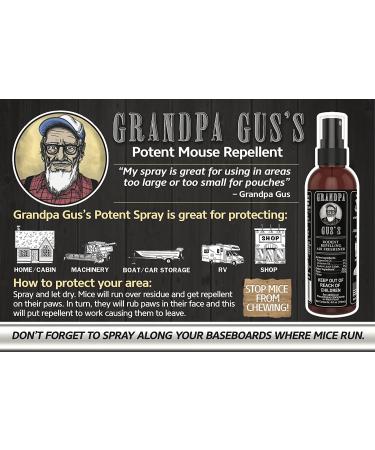 Grandpa Gus's 8 Oz Mouse Rodent Repellent Spray - Peppermint & Cinnamon Oil Formula | Repels Mice & Rats from Nesting in Homes, RVs, Boats, Cars | Deters Chewing in Storage & Wiring - Buy Online on GoSupps.com