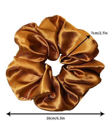 Satin Oversized Hair Scrunchies 4pcs Set - Soft Silk Elastic Ponytail Holders in Light Coffee and Dark Brown - Hair Accessories for Women and Girls - Buy Online on GoSupps.com