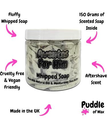Aventos For Him Whipped Soap Body Wash - 150g - Natural Oils and Butters - Aftershave Scent - Vegan Friendly - Puddle of Wax - Made in the UK - Buy Online on GoSupps.com
