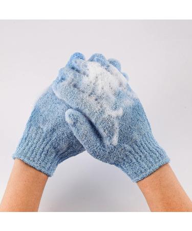 3 Pairs Exfoliating Gloves | Double Sided Body Scrubber for Shower Spa Massage | Dead Skin Cell Remover | Blue Green Pink - Buy Online on GoSupps.com
